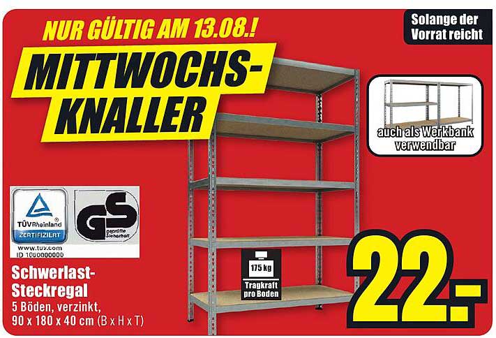 Mittwochs-Knaller: Schwerlast-Steckregal 5 Böden verzinkt