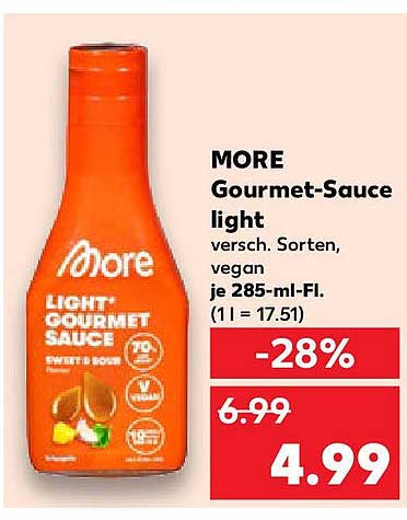 MORE Gourmet-Sauce light - verschiedene Sorten, vegan, 285 ml