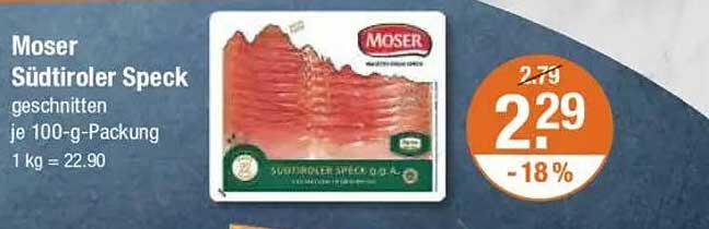 Moser Südtiroler Speck, geschnitten je 100-g-Packung