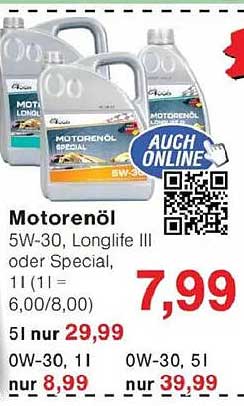 Motorenöl 5W-30, Longlife III oder Special