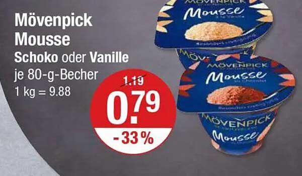 Mövenpick Mousse Schoko oder Vanille je 80-g-Becher