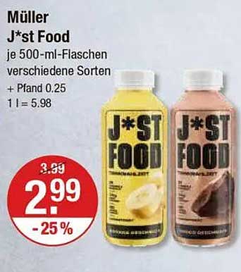 Müller J*st Food – je 500-ml-Flaschen in verschiedenen Sorten