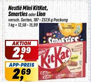 Nestlé Mini KitKat, Smarties oder Lion - Aktion