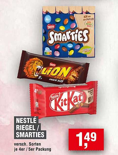 NESTLÉ RIEGEL / SMARTIES - Verschiedene Sorten, je 4er / 5er Packung