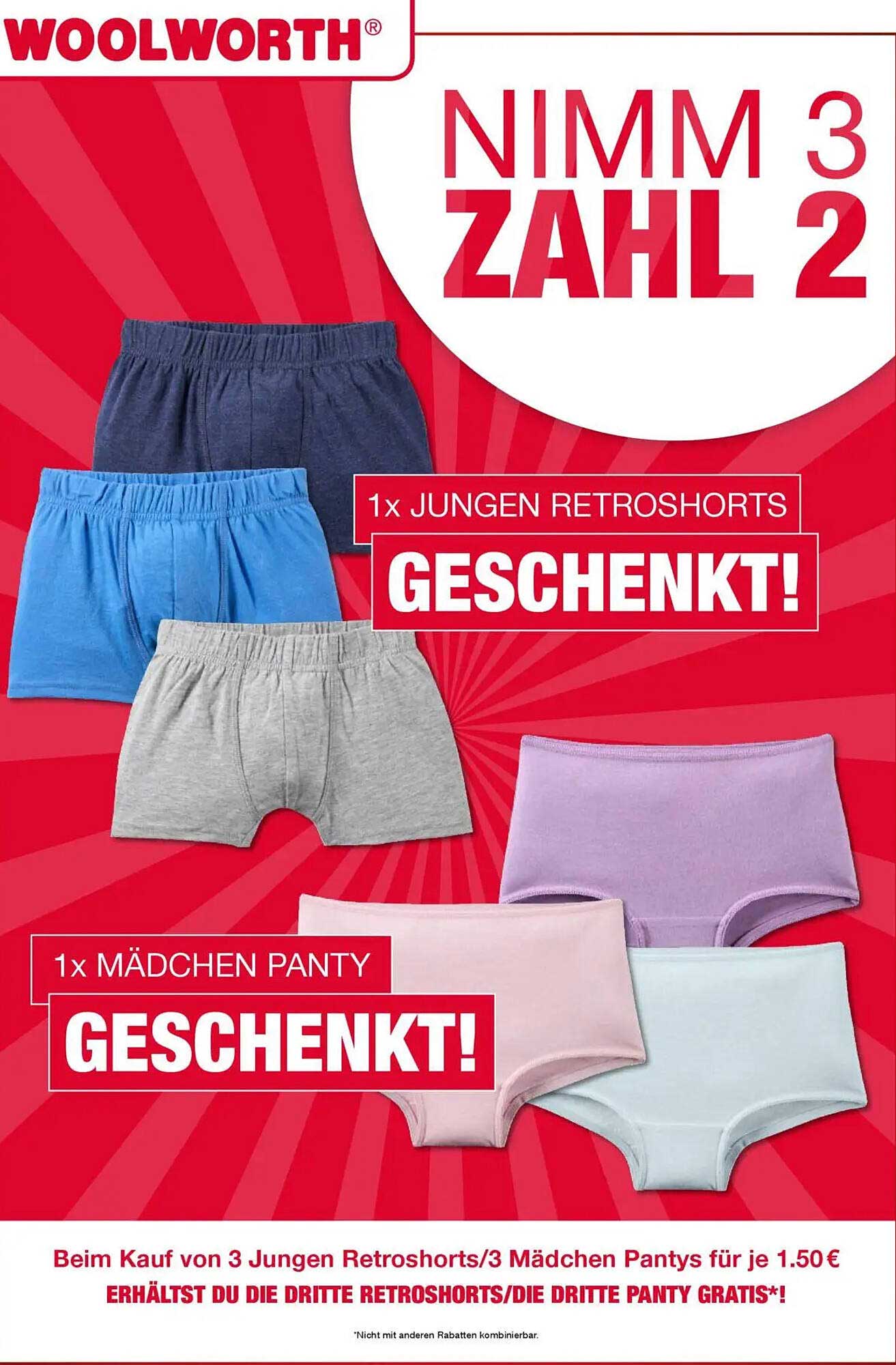 Nimm 3, zahl 2 – Jungen Retroshorts und Mädchen Pantys