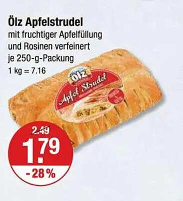 Ölz Apfelstrudel mit fruchtiger Apfelfüllung und Rosinen, 250-g-Packung