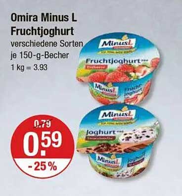 Omira Minus L Fruchtjoghurt verschiedene Sorten je 150-g-Becher