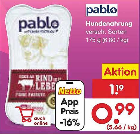 pablo Hundenahrung - verschiedene Sorten (175 g)