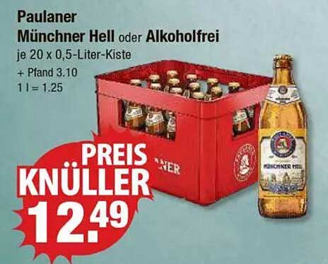 Paulaner Münchner Hell oder Alkoholfrei je 20 x 0,5-Liter-Kiste
