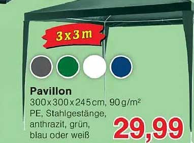 Pavillon 3x3m in verschiedenen Farben