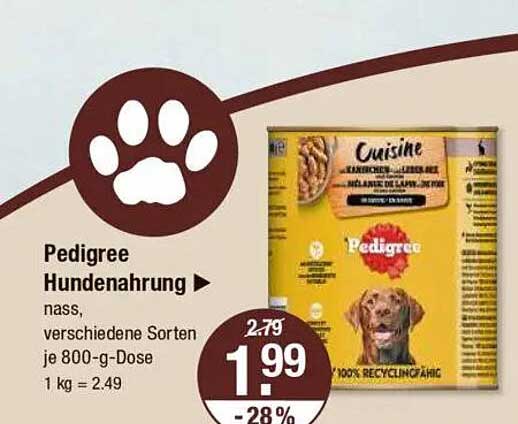 Pedigree Hundefutter nass, verschiedene Sorten je 800-g-Dose