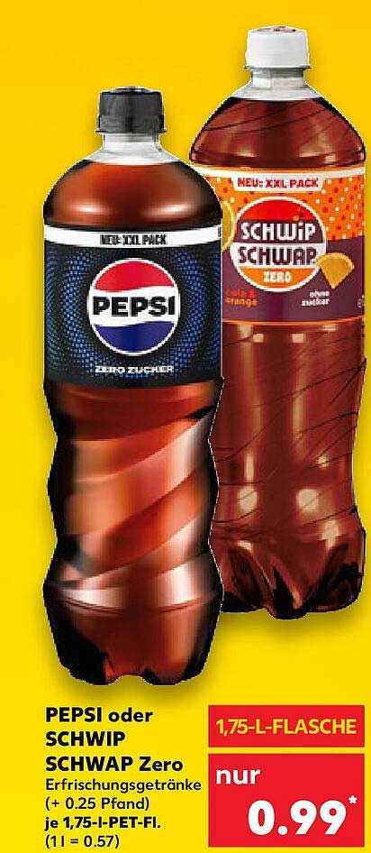 PEPSI oder SCHWIP SCHWAP Zero 1,75-L-Flasche