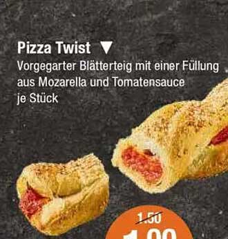 Pizza Twist - Vorgegarter Blätterteig mit Mozzarella und Tomatensauce