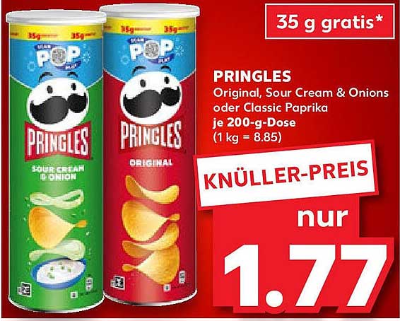 PRINGLES Original, Sour Cream & Onions oder Classic Paprika je 200-g-Dose