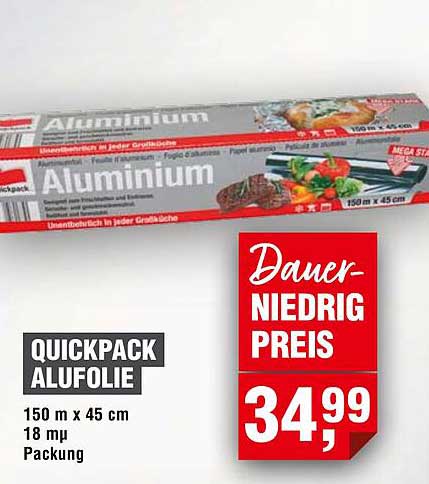 QUICKPACK ALUFOLIE - 150 m x 45 cm, 18 my Packung