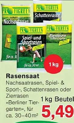 Rasensaat Nachsaatrasen, Spiel- & Sportrasen, Schattensaat oder Zierrasen