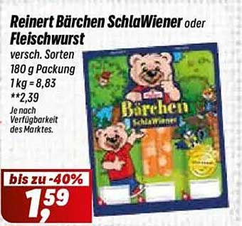 Reinert Bärchen SchlaWiener oder Fleischwurst