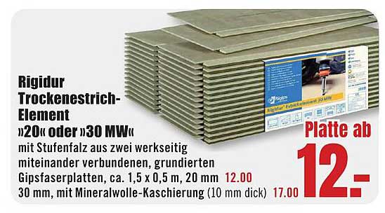 Rigidur Trockenestrich-Element »20U oder »30 MW«