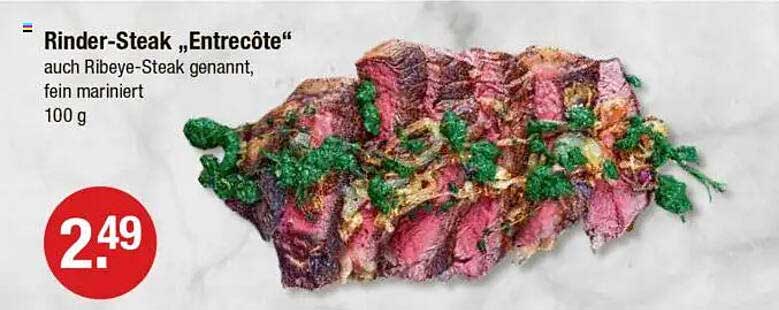 Rinder-Steak „Entrecôte“ auch Ribeye-Steak genannt, fein mariniert