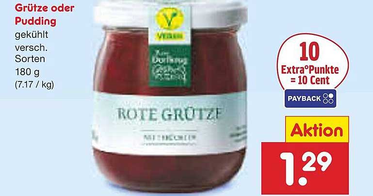 Rote Grütze oder Pudding 180 g - Aktionspreis 1,29 EUR