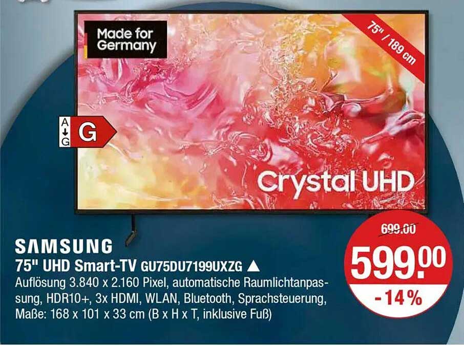 Samsung 75" UHD Smart-TV GU75DU7199UXZG