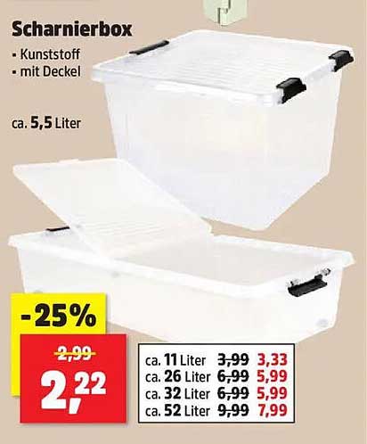 Scharnierbox - Kunststoff mit Deckel, ca. 5,5 Liter