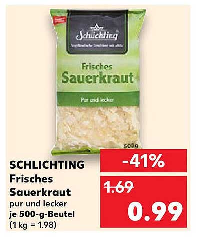 SCHLICHTING Frisches Sauerkraut 500-g-Beutel