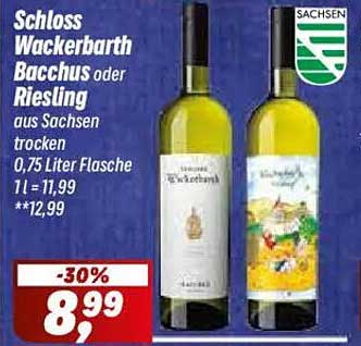 Schloss Wackerbarth Bacchus oder Riesling aus Sachsen - 0,75 Liter Flasche