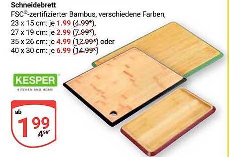 Schneidebrett FSC®-zertifiziert Bambus, verschiedene Farben