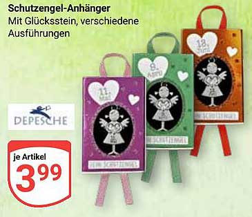 Schutzengel-Anhänger mit Glücksstein, verschiedene Ausführungen