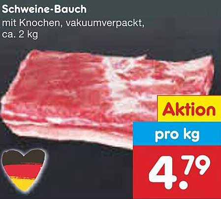 Schweine-Bauch mit Knochen, vakuumverpackt, ca. 2 kg