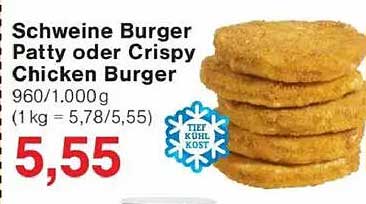 Schweine Burger Patty oder Crispy Chicken Burger