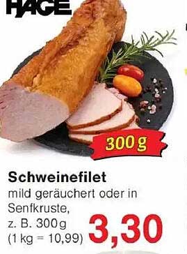 Schweinefilet - mild geräuchert oder in Senfkruste, z. B. 300 g
