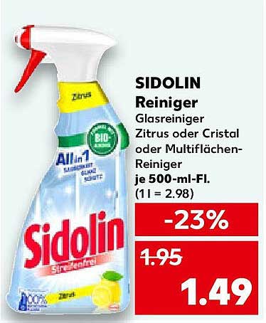 SIDOLIN Glasreiniger Zitrus oder Cristal