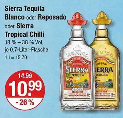 Sierra Tequila Blanco oder Reposado oder Sierra Tropical Chilli