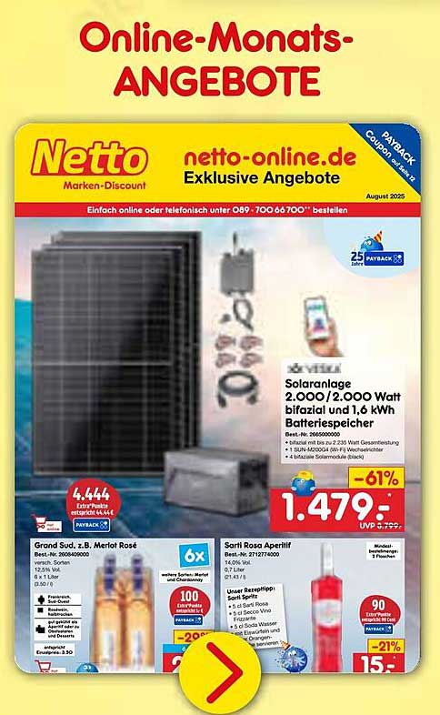 Solaranlage 2.000/2.000 Watt bifacial und 1,6 kWh Batteriespeicher