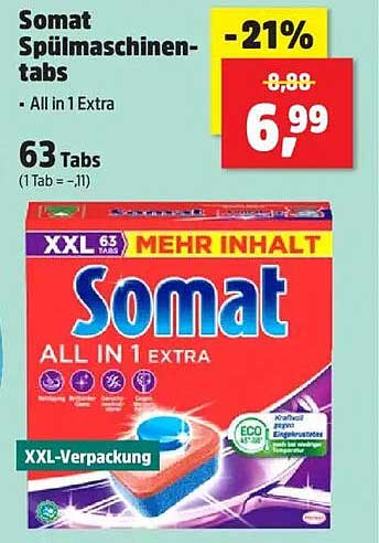 Somat Spülmaschinentabs - All in 1 Extra, 63 Tabs