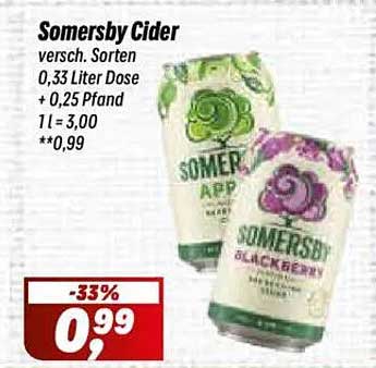 Somersby Cider, verschiedene Sorten 0,33 Liter Dose