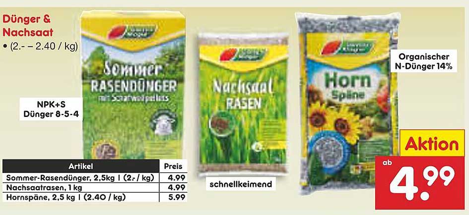 Sommer-Rasendünger mit Saatgutmischung 2,5 kg