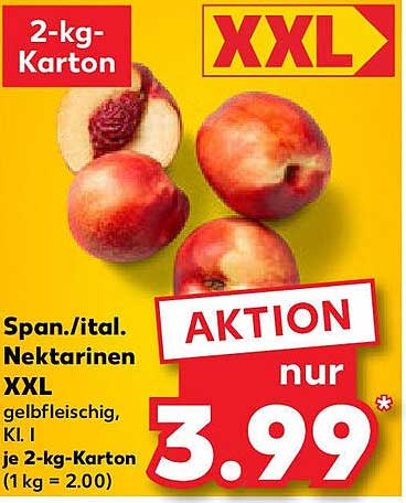 Spanische/italienische Nektarinen XXL im 2-kg-Karton