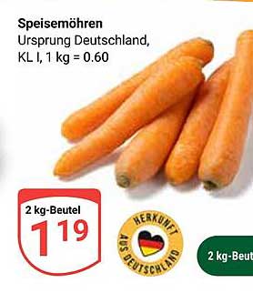 Speisemöhren Herkunft Deutschland, KL I, 2 kg-Beutel für 1,19 €