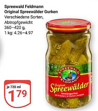 Spreewald Feldmann Original Spreewälder Gurken 720 ml