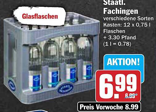 Staatl. Fachingen, verschiedene Sorten Kasten: 12 x 0,75 l Flaschen