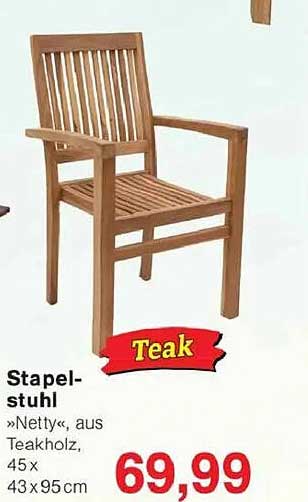 Stapelstuhl »Netty«, aus Teakholz, 45 x 43 x 95 cm
