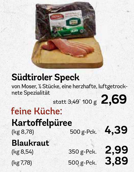 Südtiroler Speck von Moser, ½ Stücke, eine herzhafte, luftgetrocknete Spezialität