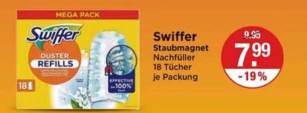 Swiffer Staubmagnet Nachfüller 18 Tücher je Packung