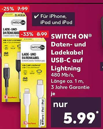 SWITCH ON® Daten- und Ladekabel USB-C auf Lightning