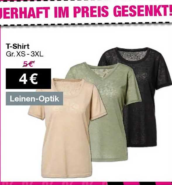 T-Shirt Gr. XS - 3XL - Leinen-Optik