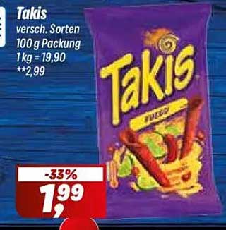 Takis verschiedene Sorten 100 g Packung