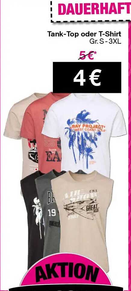 Tank-Top oder T-Shirt Gr. S-3XL für nur 4 €